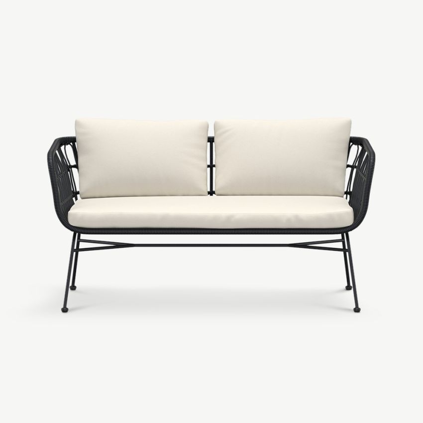 Lido Outdoor 3-Seat Sofa , Black Rattan