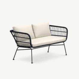 Lido Outdoor 3-Seat Sofa , Black Rattan