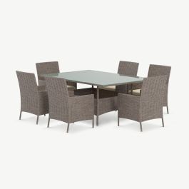 Crest Outdoor Dining Set , Brown Rattan