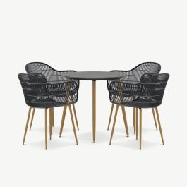 Lumen Outdoor Dining Set , Black Polypropylene