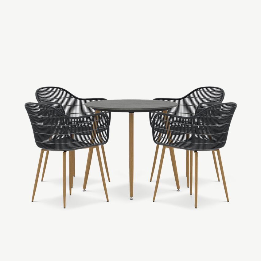 Lumen Outdoor Dining Set , Black Polypropylene