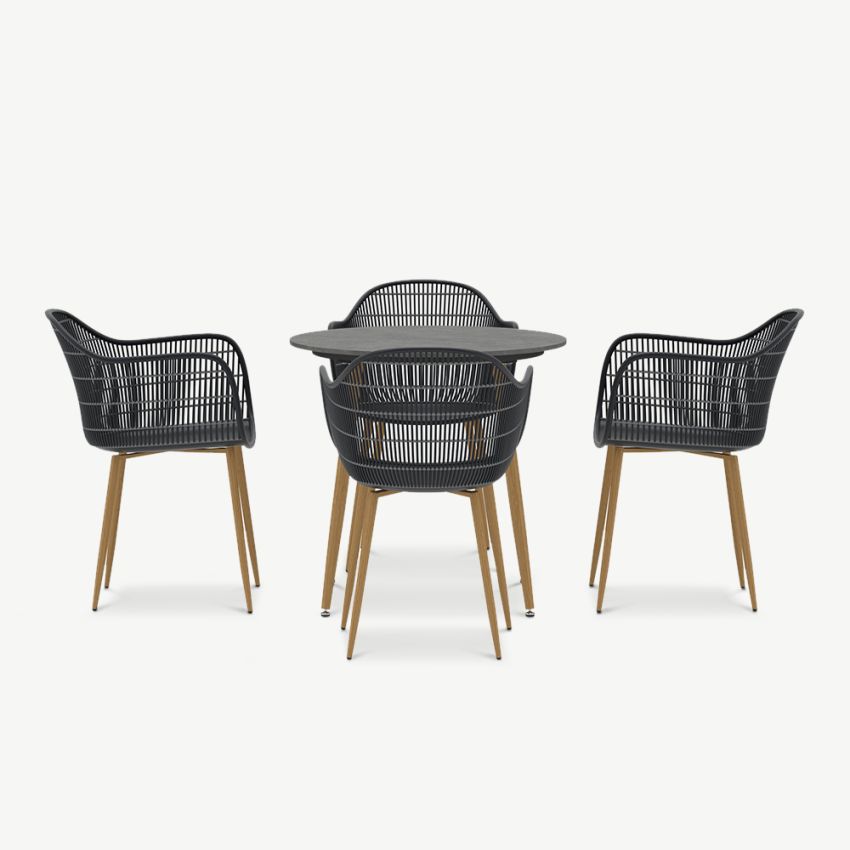 Lumen Outdoor Dining Set , Black Polypropylene
