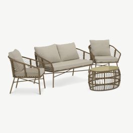 Alba Outdoor Sofa Set , Beige Wicker