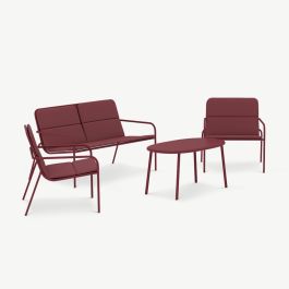 Marin Outdoor Sofa Set , Burgundy Steel