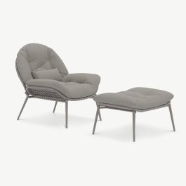 Vela Outdoor Lounge Chair , Beige Canvas