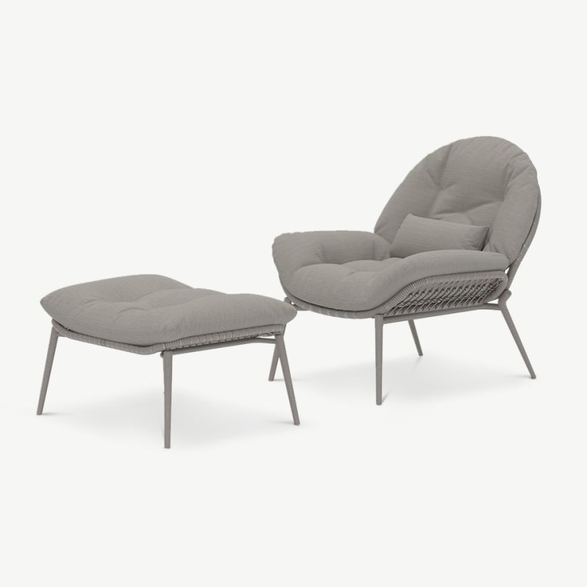 Vela Outdoor Lounge Chair , Beige Canvas