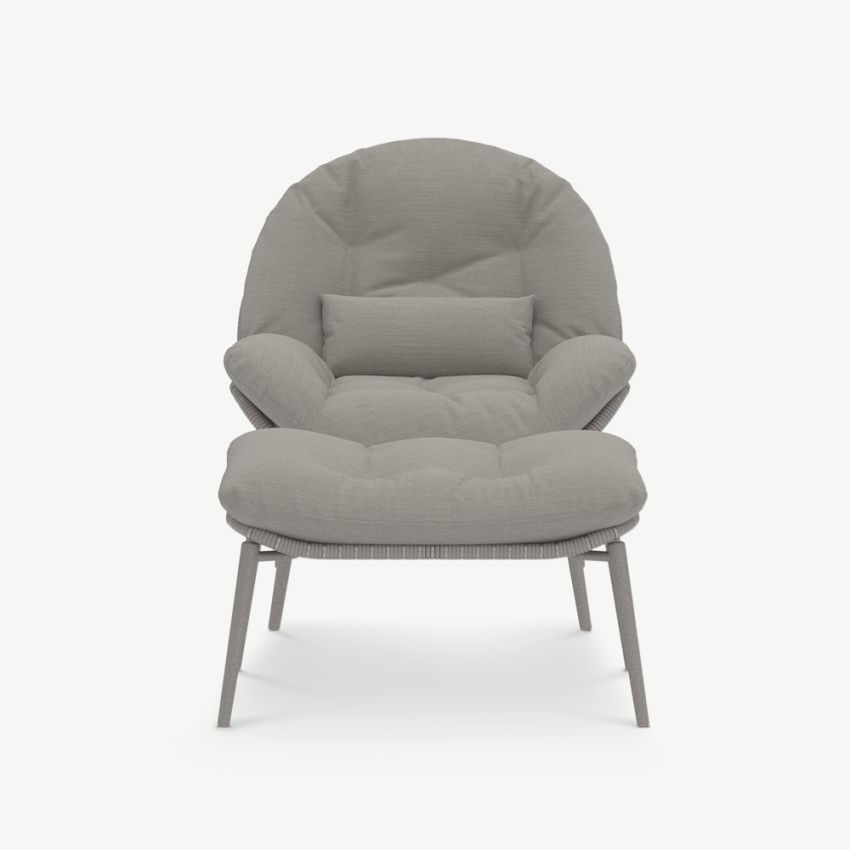 Vela Outdoor Lounge Chair , Beige Canvas