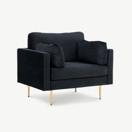 Luno Armchair , Black Polyester Velvet