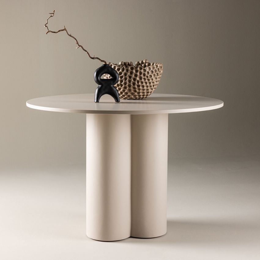 Olia Round ⌀110 Dining Table , Beige MDF