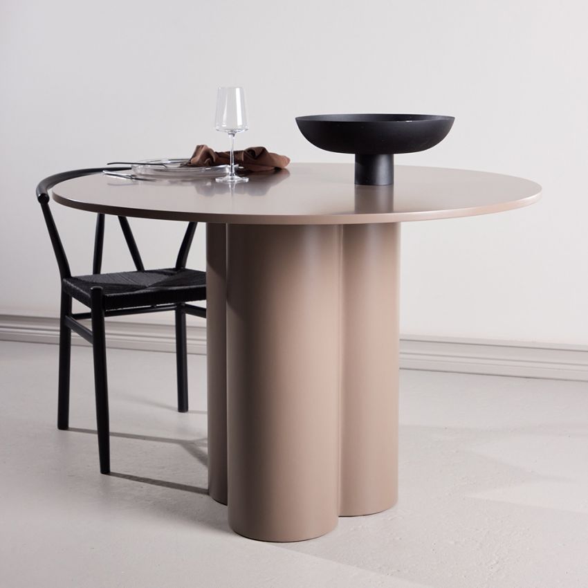 Olia Round ⌀110 Dining Table , Dark Brown MDF
