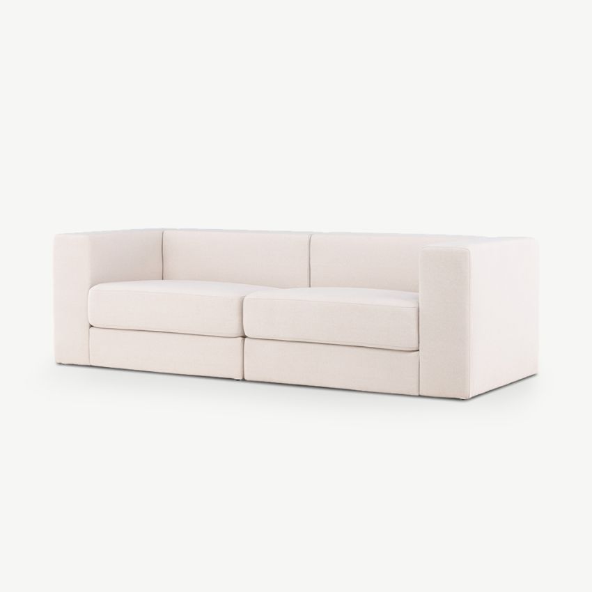 Milo Sofa 3 Seater , White Polyester Linen