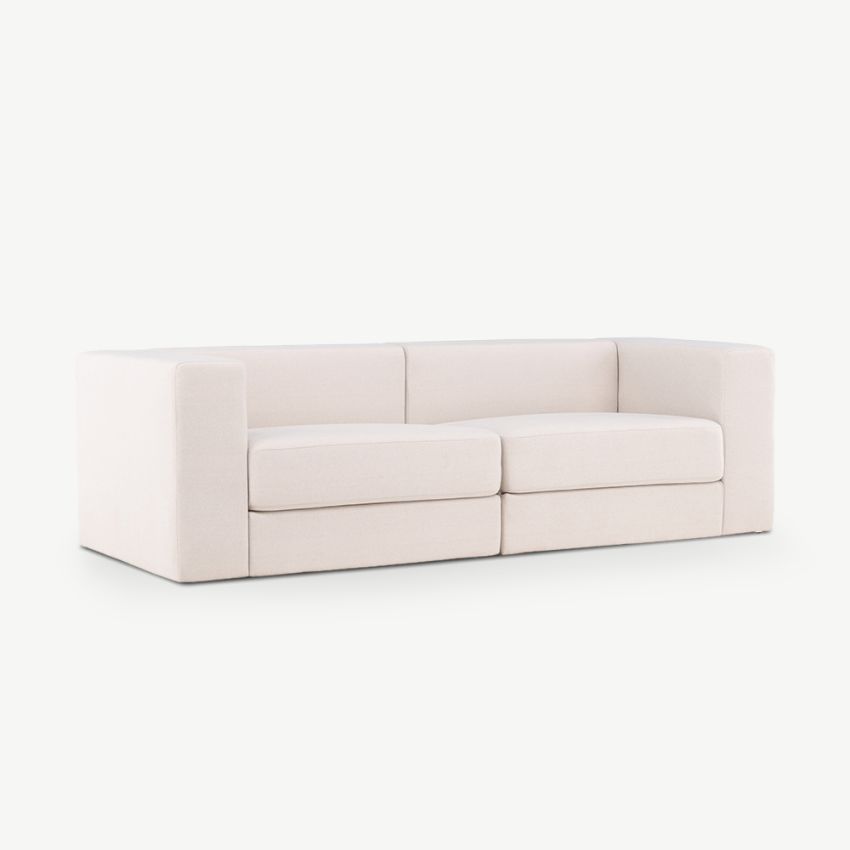 Milo Sofa 3 Seater , White Polyester Linen