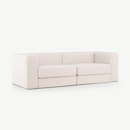 Milo Sofa 3 Seater , White Polyester Linen
