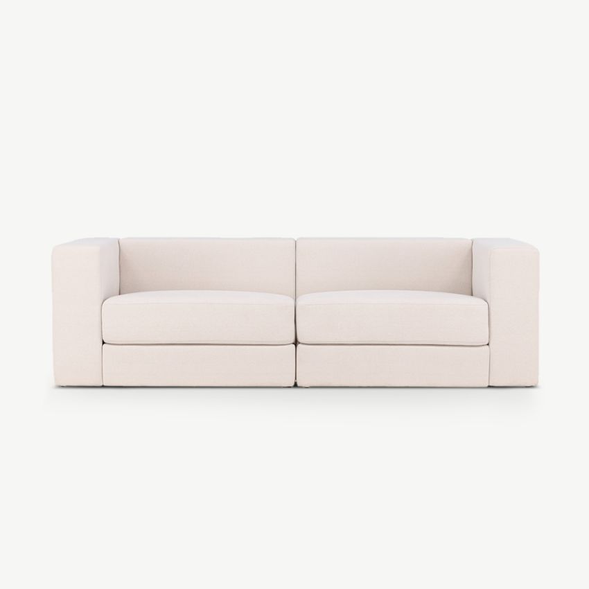 Milo Sofa 3 Seater , White Polyester Linen