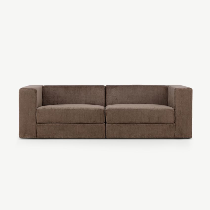 Milo Sofa 3 Seater , Brown Polyester Linen