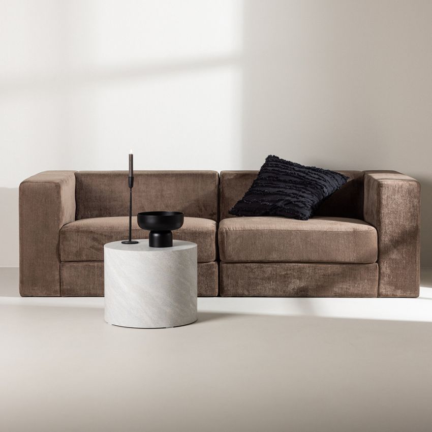 Milo Sofa 3 Seater , Brown Polyester Linen