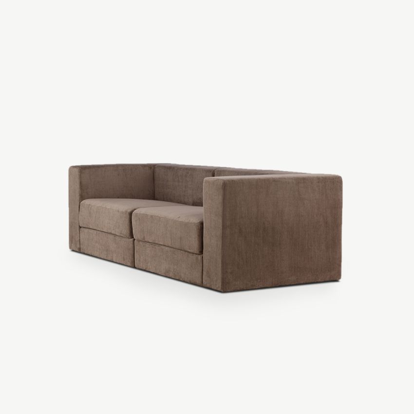 Milo Sofa 3 Seater , Brown Polyester Linen