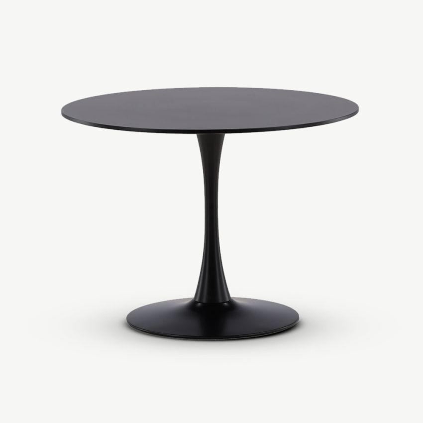 Nora Round ⌀100 Dining Table , Black MDF