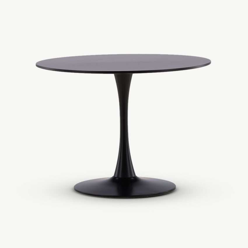 Nora Round ⌀100 Dining Table , Black MDF