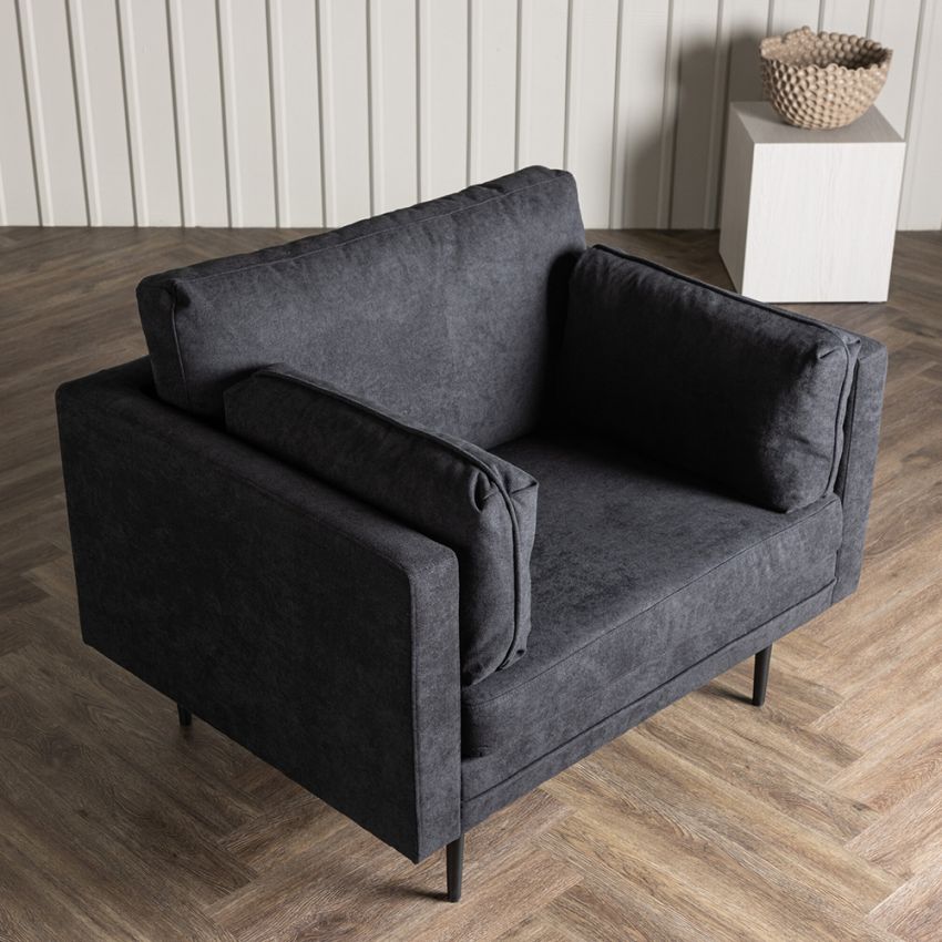 Luno Armchair , Black Polyester Linen