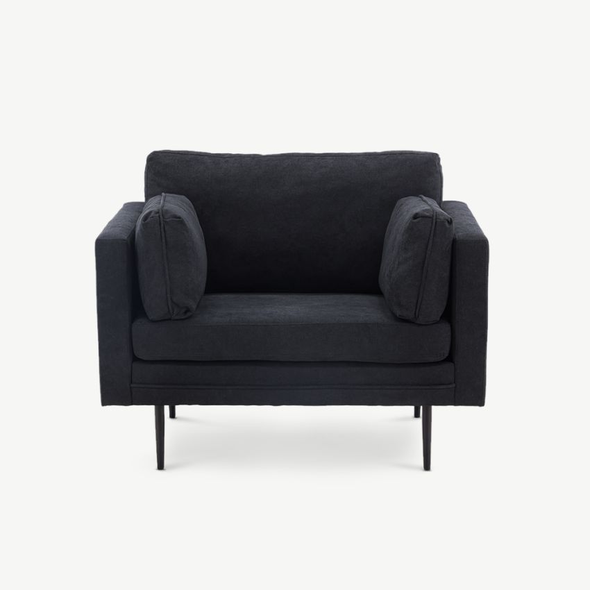 Luno Armchair , Black Polyester Linen