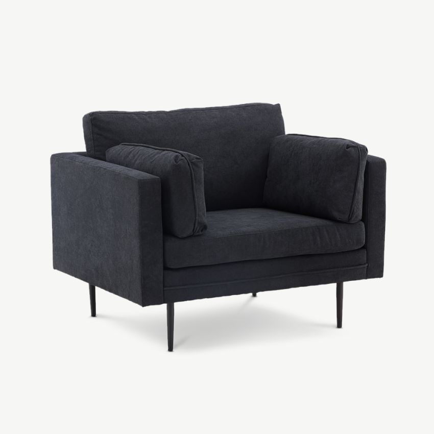 Luno Armchair , Black Polyester Linen