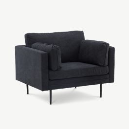 Luno Armchair , Black Polyester Linen