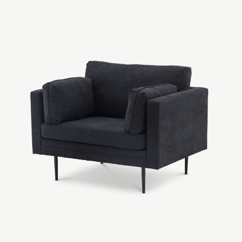 Luno Armchair , Black Polyester Linen