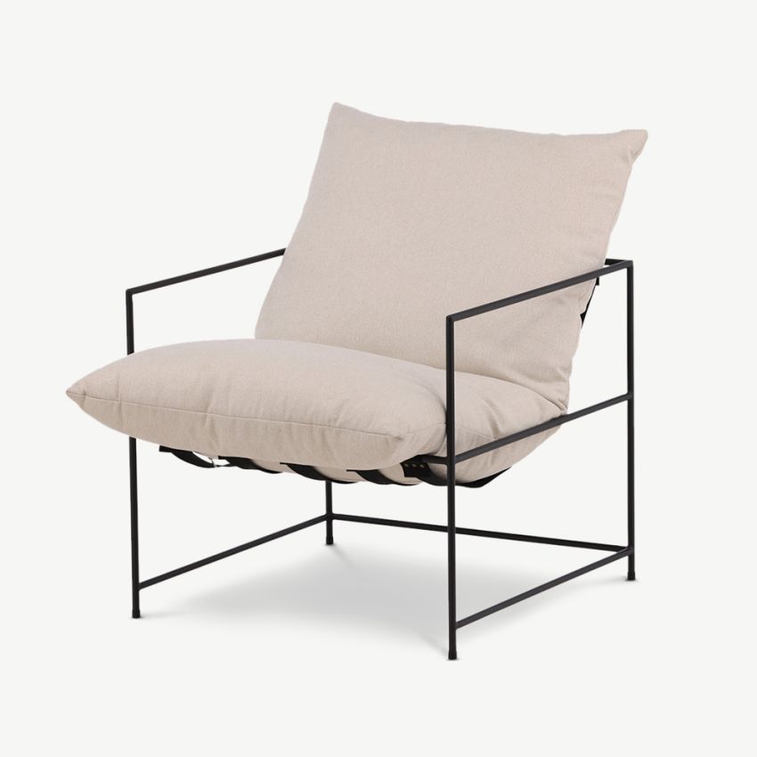 Selva Armchair , White Polyester Linen