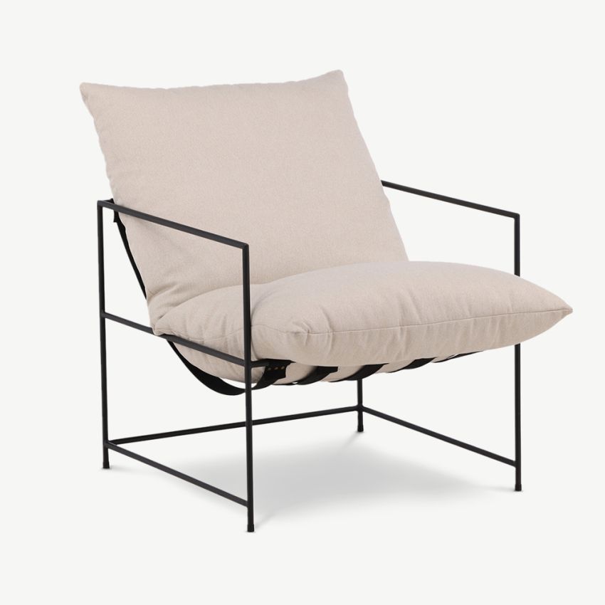 Selva Armchair , White Polyester Linen