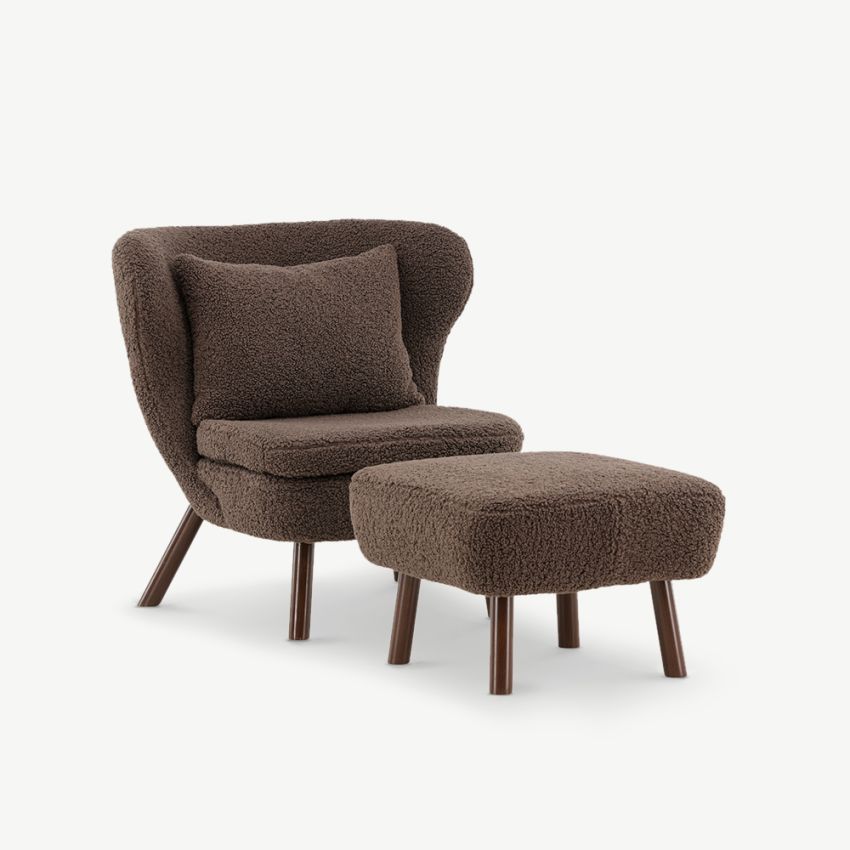 Roko Lounge Chairs , Brown Polyester Teddy