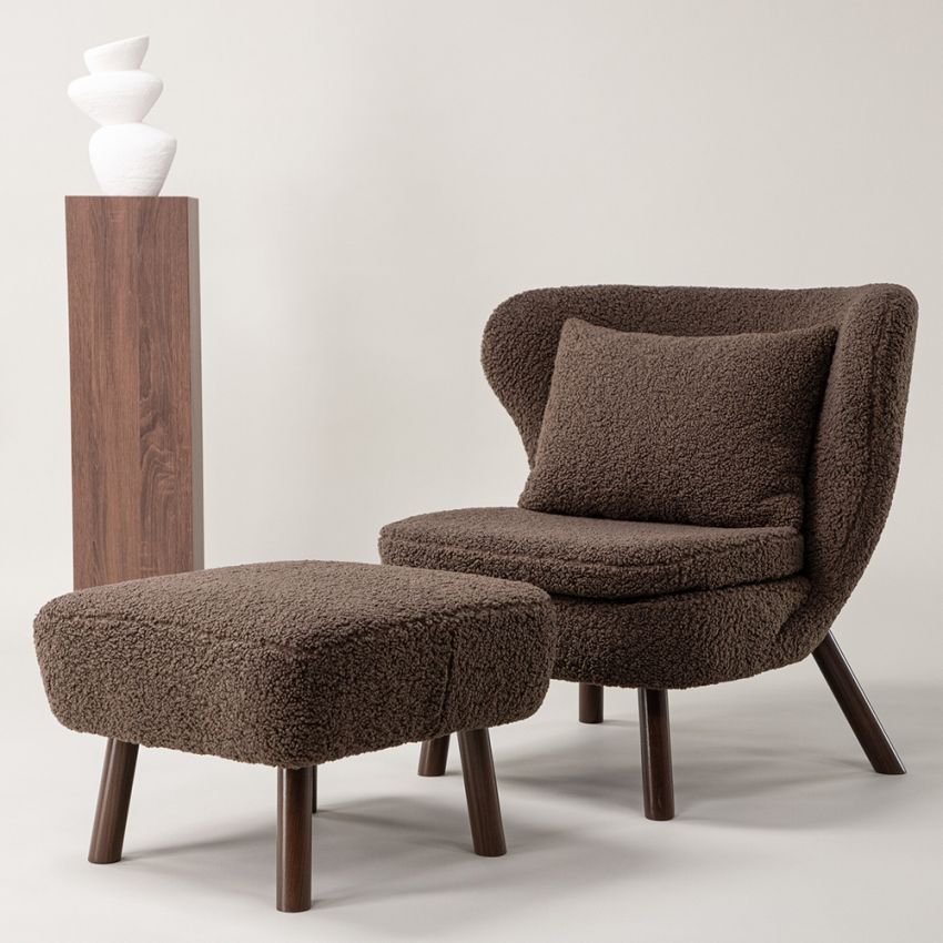 Roko Lounge Chairs , Brown Polyester Teddy