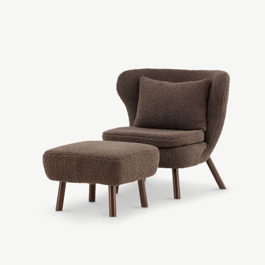 Roko Lounge Chairs , Brown Polyester Teddy