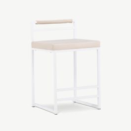 Orla Bar Stools , Beige Polyester Velvet