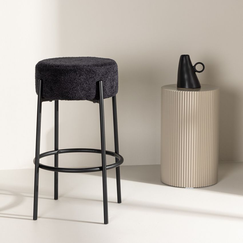 Tucana Bar Stools , Black Boucle