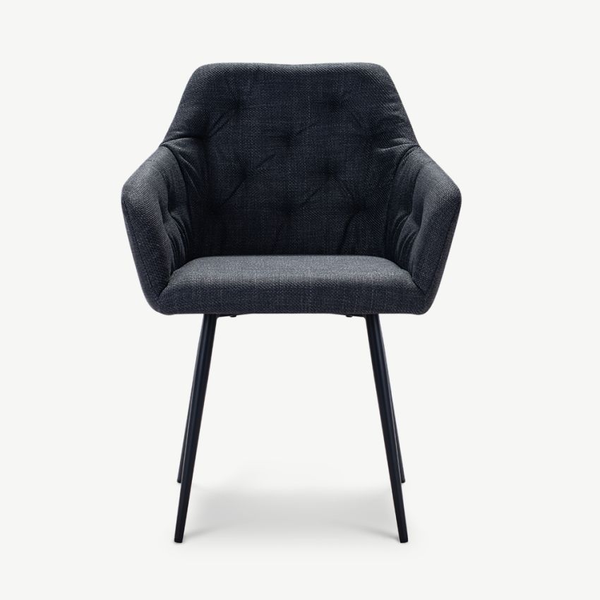 Vinny Quilted Dining Armchair, Dark Grey Fabric