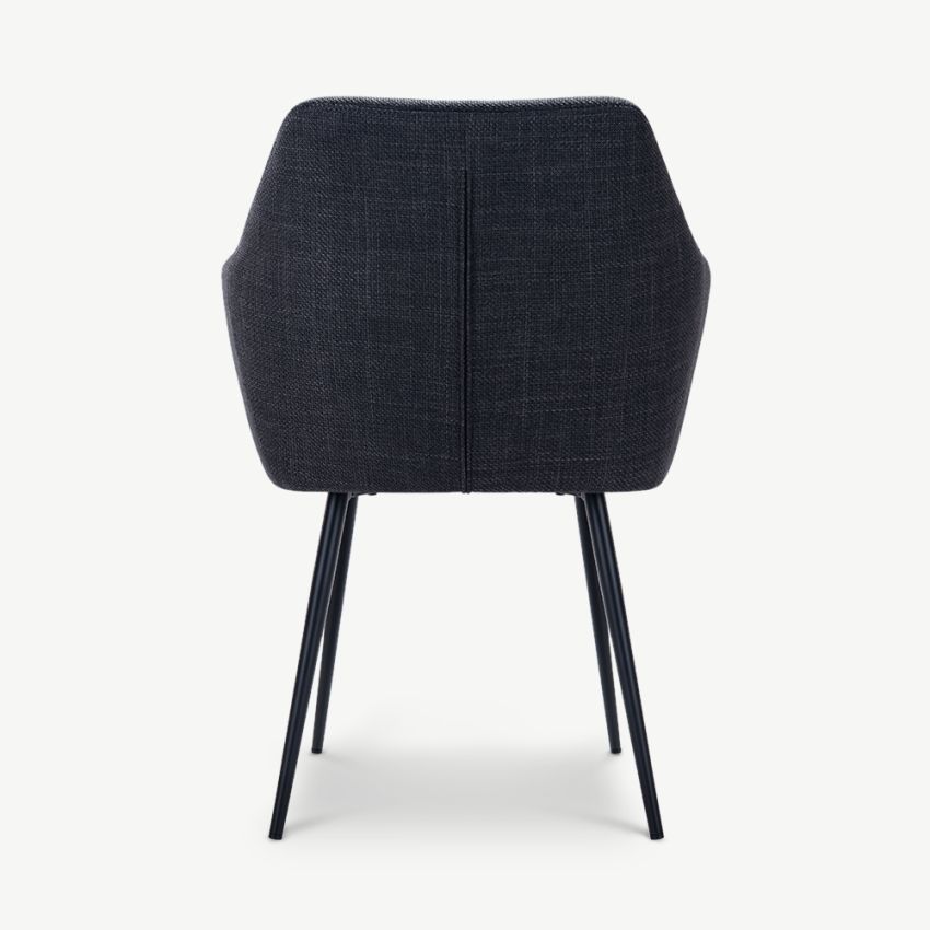 Vinny Quilted Dining Armchair, Dark Grey Fabric