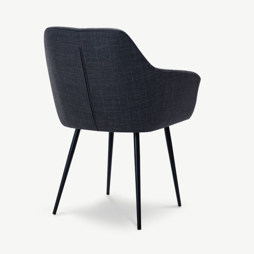 Vinny Quilted Dining Armchair, Dark Grey Fabric