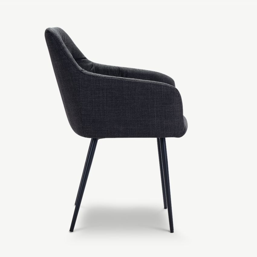 Vinny Quilted Dining Armchair, Dark Grey Fabric