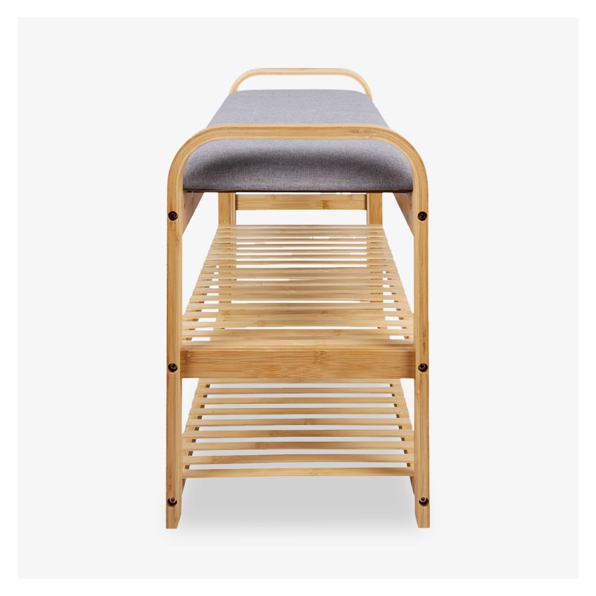 Arch Plus Bench, Bamboo & Grey Cushion