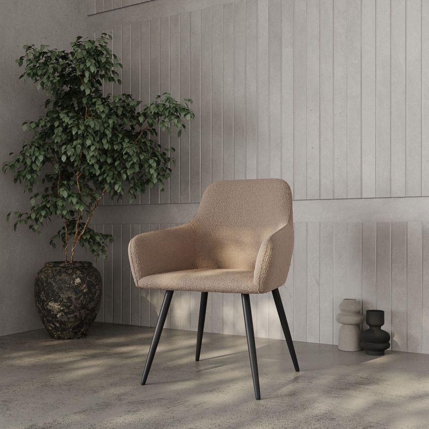 Harbour Boucle Dining Chair, Milk Cocoa