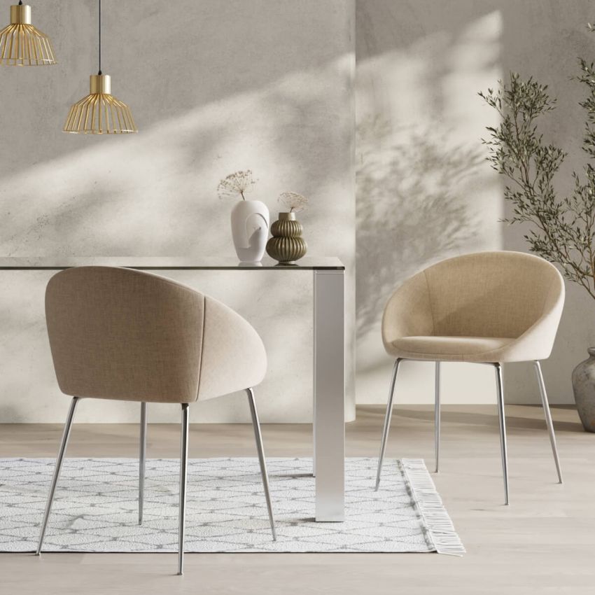 Stanley Dining Chair, Beige Fabric