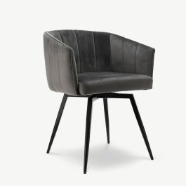 Ben Swivel Dining Armchair, Grey Velvet