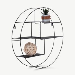Chester Round Wall Shelf, Black Metal