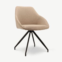 Marlow Swivel Dining Chair, Beige Fabric