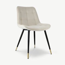 Chloé Quilted Dining Chair, White Velvet